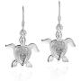 Love Life Sea Turtle Heart Malachite .925 Sterling Silver Dangle Earrings