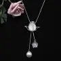 HSQYJ Crystal Flower Pendant Necklace Pretty Pearl Adjustable Long Sweater Necklace Fashion Jewelry for Women Girls HSQYJ Crystal Flower Pendant Necklace Pretty Pearl Adjustable Long Sweater Necklace Fashion Jewelry for Women Girls