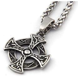 GUNGNEER Trinity Celtic Cross Knot Pendant Necklace Keel Chain Eternal Love Stainless Steel Irish Jewelry Men Women