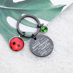 BAUNA Ladybug Keychain BFF Friendship Gift Always Remember You’re Braver Than You Believed Key Ring Cosplay Charm Jewelry