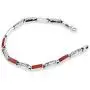 AeraVida Greek Key Labyrinth Reconstructed Red Coral Inlay .925 Sterling Silver Link Bracelet AeraVida Greek Key Labyrinth Reconstructed Red Coral Inlay .925 Sterling Silver Link Bracelet