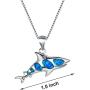 Bamos Ocean Opal Necklace for Women Girls Boys, 14K Gold Plated Shark/Sea Turtle/Dolphin/Starfish/Sailfish/Penguin/Seahorse/Conch/Stingray/Whale Tail Pendant Necklace, 16.5''-18.0''