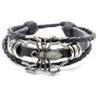 Xusamss Punk Rock Alloy Spider Bracelet Drawstring Rope Leather Bracelet,7-8inches