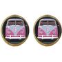 Vintage Pink Peace Photo Earring Bus Car Glass Jewelry Camper Van