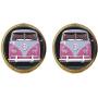 Vintage Pink Peace Photo Earring Bus Car Glass Jewelry Camper Van