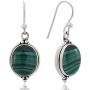 Women?s 925 Oxidized Sterling Silver Oval Gemstone Vintage Dangle Hook Earrings, 1.25''