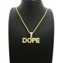 CBC Crown Stones Filled Hip Hop Words ASAP/DOPE Pendant in 24'' Cuban or Rope Chain Necklaces in Gold Tone