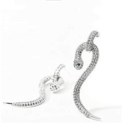 Women Snake Dangle Earrings 925 Sterling Silver Post Crystals Personalized Drop Animal Earring Jewelry Gift