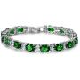 SELOVO Wedding Cubic Zirconia Bracelet Chain Link Silver Tone