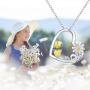 Waysles Daisy Flower Necklace for Women 925 Sterling Silver Heart Sunflower Necklace Jewelry Cubic Zirconia Birthday Gifts for Mother Girlfriend