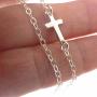 TseanYi Cross Pendant Necklace Chain Silver Sidesway Cross Choker Necklace Short Chain Religion Necklace Jewelry for women and Girls (Silver)