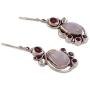NOVICA Rainbow Moonstone and Garnet .925 Sterling Silver Dangle Earrings Exquisite