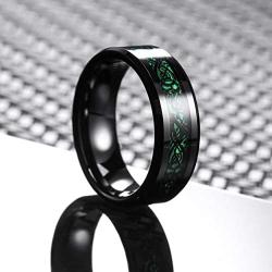 MISTERINGS Basic 8mm Tungsten Carbide Wedding Rings for Men Black Matte Finish Beveled Edge Comfort Fit Band