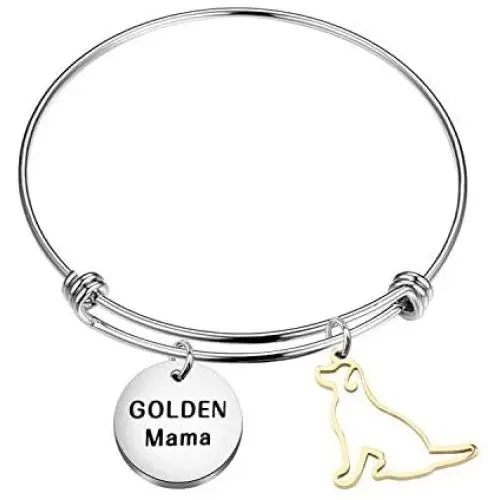 BAUNA Dog Mom Bracelets for Women Golden Mama Expandable Bangle for Golden Retriever Owner Dog Lover Gift