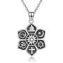 YAFEINI Buddha Lotus Necklace Sterling Silver Lotus Flower Pendant Necklace Cross Yoga Spiritual Jewelry Gifts for Women