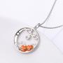 S925 Sterling Silver Pumpkin and Devil Forest or Sunflower Pendant Necklace for Women 18''
