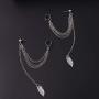 FXmimior Fashion Women Earrings Leaf Plume Pendant Long Chain Drop Dangle Earrings Jewelry (Silver)