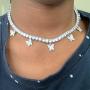 FONJOSN Hip Hop Rhinestone Butterfly Pendant Necklace Women Charm Choker Necklaces