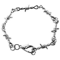 Punk Style Black White Thorns Stab Collar Metal Chain Safety Spur Necklace Set Hiphop Rock for Women Men Boys Girls Cool Gothic Jewelry