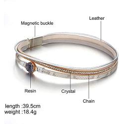 Multi-Layer Wrap Leather Bracelet Handmade Braided - with Magnetic Clasp Cuff Bangle Bracelet Jewelry for Women, Girl Gift