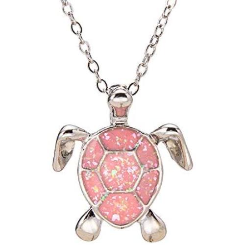 kelistom Sea Turtle Pendant Necklace for Women Men Girls Boys, Silver Plated Link Chain Animal Jewlery