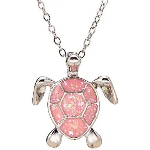 kelistom Sea Turtle Pendant Necklace for Women Men Girls Boys, Silver Plated Link Chain Animal Jewlery