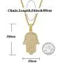 ROWIN&CO Hip Hop Jewelry Iced Out Gold Hamsa Hand of Fatima Evil Eye CZ Pendant Rapper Chains for Men Women Necklace, 24 Inch