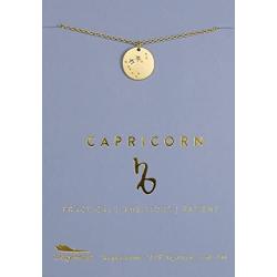 Lucky Feather Zodiac Necklace - 14K Gold-Dipped Constellation Pendant Necklace - Zodiac Sign Birthday Gifts for Women and Girls with Adjustable 16'' - 18'' Chain