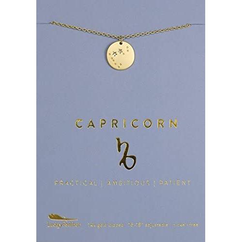 Lucky Feather Zodiac Necklace - 14K Gold-Dipped Constellation Pendant Necklace - Zodiac Sign Birthday Gifts for Women and Girls with Adjustable 16'' - 18'' Chain