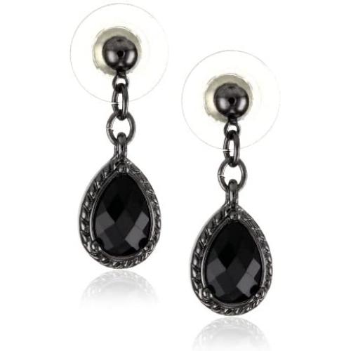 1928 Jewelry Black Victorian Inspired Petite Teardrop Earrings