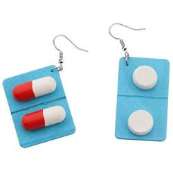 AKTAP Nurse Gift Capsule Pill Board Dangle Earrings for Women Girl Medicine Gift Jewelry for Medical Graduate Student