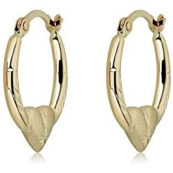 AVORA Gold Heart Creole Hoop Earrings - 10K 3-Tone or 14K/10K Yellow Gold