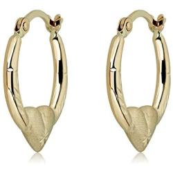 AVORA Gold Heart Creole Hoop Earrings - 10K 3-Tone or 14K/10K Yellow Gold