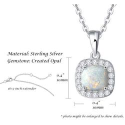 October Birthstone Sterling Silver Created White Opal Necklace/Earrings Halo Pendant Stud Leverback Dangle Cubic Zirconia CZ Fire Opal Fine Jewelry for Women