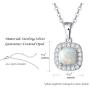 October Birthstone Sterling Silver Created White Opal Necklace/Earrings Halo Pendant Stud Leverback Dangle Cubic Zirconia CZ Fire Opal Fine Jewelry for Women