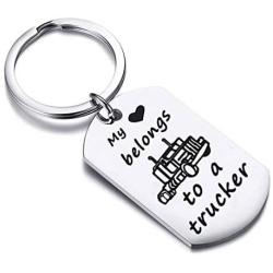Zuo Bao Drive Safe Keychain My Heart Belongs to A Trucker Husband Keychain Gift for Truckers Wife Girlfriend
