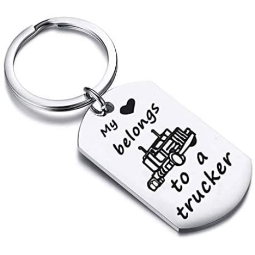 Zuo Bao Drive Safe Keychain My Heart Belongs to A Trucker Husband Keychain Gift for Truckers Wife Girlfriend