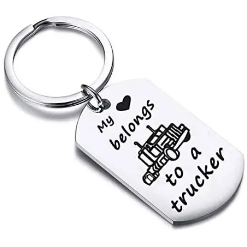 Zuo Bao Drive Safe Keychain My Heart Belongs to A Trucker Husband Keychain Gift for Truckers Wife Girlfriend
