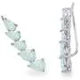 Sterling Silver Genuine or Synthetic Gemstone Teardrop Curved Climber Crawler Earrings