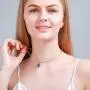 nichowy 2PCS Dainty Crystal Pendant Necklace with Birthstone Crystal 18K Gold/Silver Tone Necklace for Women Girls Jewelry Memorial Gifts for Valentines Day/Anniversary Day