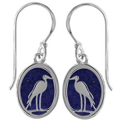 Boma Sterling Silver Heron Bird Oval Dangle Earrings