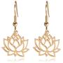 Lotus Flower Stainless Steel Dangle Earrings