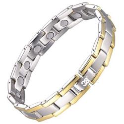 38 Titanium Magnetic Bracelet Fashion Health Bracelets (Sliver & Gold, 8.5(inch))