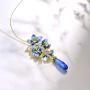 Santuzza Blue Flower Gold Plating Pendant Genuine 925 Sterling Silver Gorgeous Dangle Glass Handmade Enamel Dangle Jewelry For Women