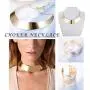 Hanpabum Statement Choker Necklace Open Upper Arm Band and Cuff Bracelets Set for Women Girls Gold Tone Wristband Women Jewelry Set Adjustable