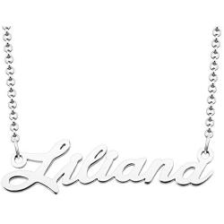 LoEnMe Jewelry Silver Name Necklace of Plated Personalized Gift for Women Girls Couple