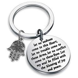 Gzrlyf Hand of Hamsa Keychain Let No Sadness Come to This Heart Hamsa Prayer Gifts