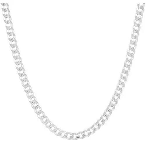 Mens 4mm Solid Sterling Silver .925 Curb Link Chain Necklace, Made in Italy