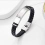Murinsar Personalized Custom Name ICE Engraved Medical Alert Disease Awareness Leather Bracelet Alarm ID Bangle Emergency Life Saver for Adults Children,Black,Brown