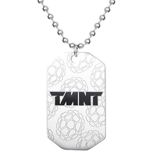 Nickelodeon Teenage Mutant Ninja Turtles’ Jewelry, Stainless Steel TMNT Logo Dog Tag Bead Necklace, 18” chain